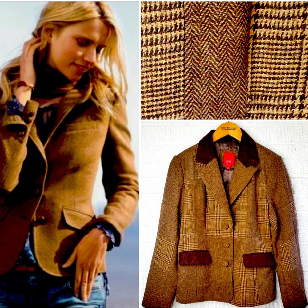 ESPRIT brown suede and wool jacket M